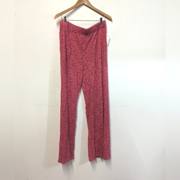 Open Edit Lace Mesh Tunic Pajama Set Pink Rapture L sheer Stretch Layering Top - Picture 4 of 15